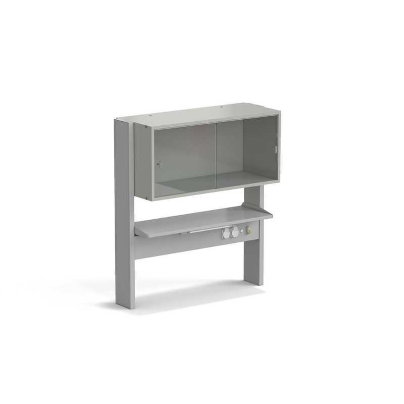 Стеллаж технологический пристенный ЭКРОС с одной полкой и книжным шкафом на 900