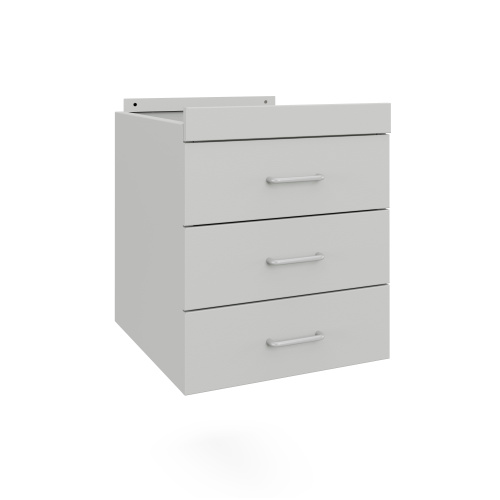 77.0655.00.10.00 Тумба подвесная 3 ящика 400х540х465 мм, низкая, серый металл - СТАЛЬ