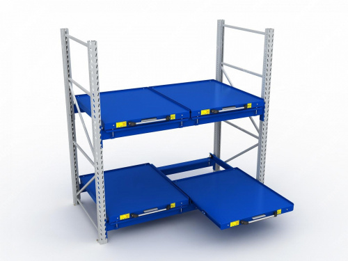 Стеллаж с выкатными платформами S-HEAVY 500 (2 яруса хранения)