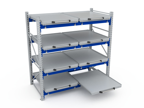 Стеллаж с выкатными платформами S-HEAVY 500 (4 яруса хранения)